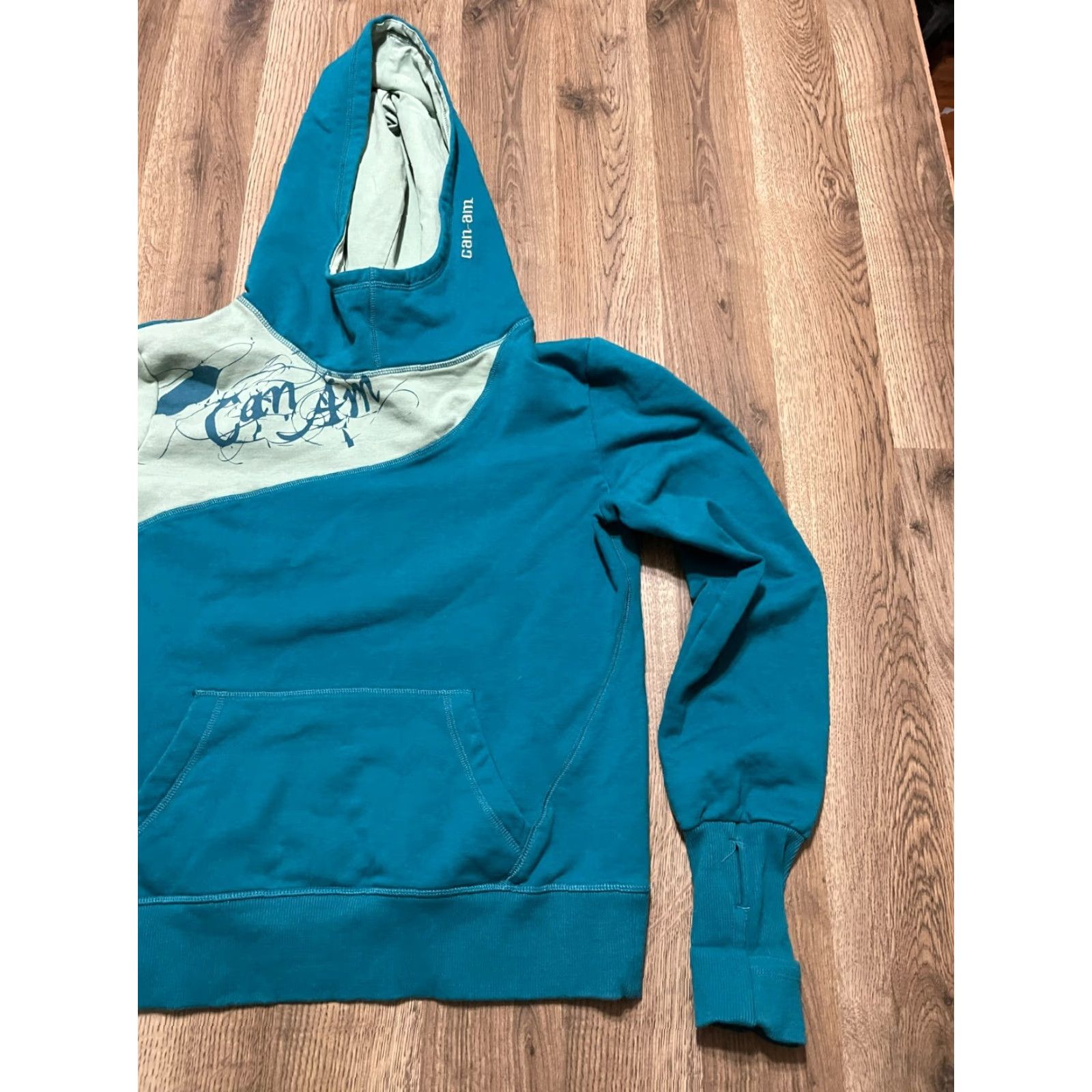 Vintage BRP Hoodie Womens Large Green Blue Pullover Long Sleeve CAN-AM Shirt Casual Fall Spring Summer Modern Regular Mens? Size L / US 10 / IT 46 - 3 Thumbnail