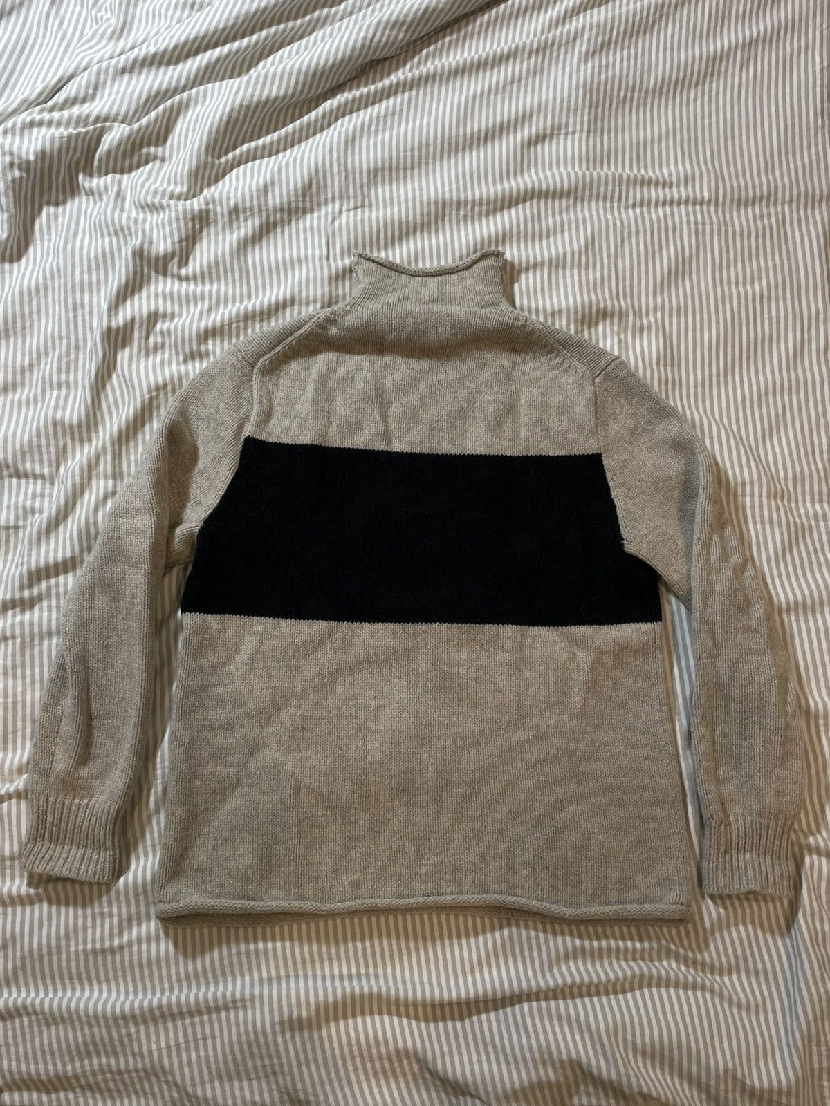 J.Crew J.Crew Rollneck Sweater with Chest Stripe in Heather Taupe Size US S / EU 44-46 / 1 - 3 Thumbnail