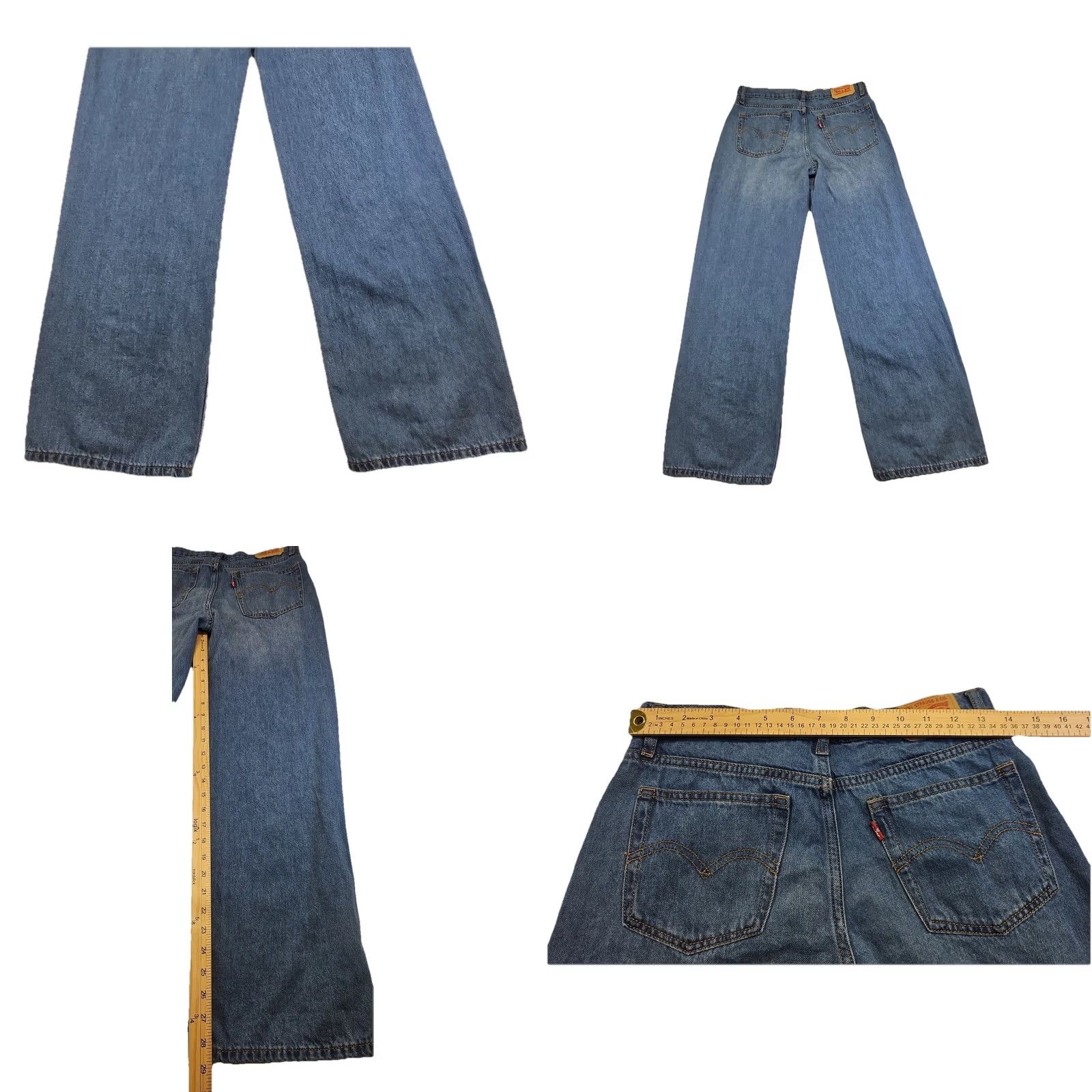 Levi's Levi's Jeans Womens 16 Wide Leg 100% Cotton Distressed 90s Y2K Blue Size 38" / US 16 / IT 52 - 8 Thumbnail