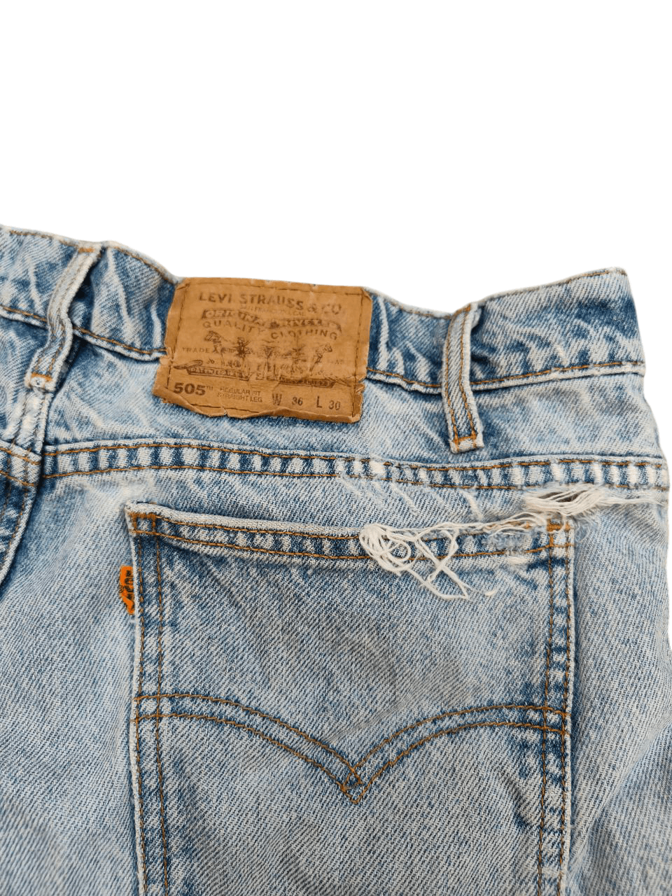 Levi's 90s VIntage Levi's 505 Orange Tab Distressed Denim Size US 36 / EU 52 - 8 Thumbnail