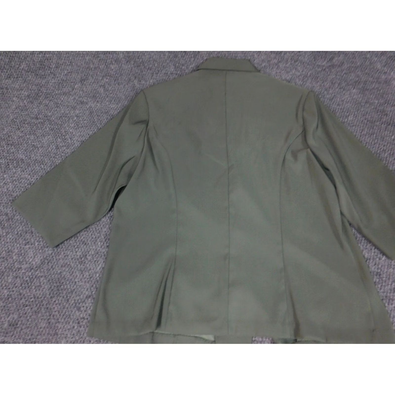 Vintage Dressbarn Blazer Jacket 1X Plus Green Solid Mid-Length Polyester Rayon Collared Embroidered Button Closure Size XL / US 12-14 / IT 48-50 - 7 Thumbnail