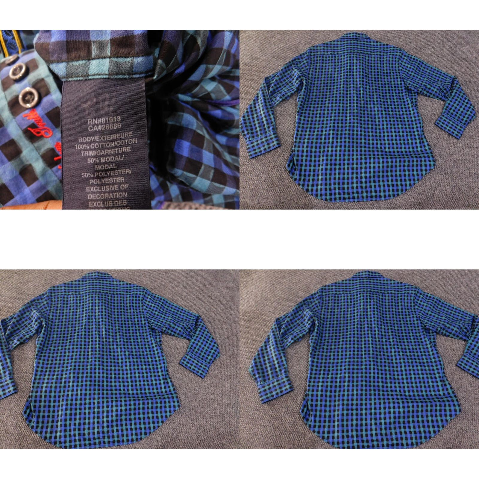 Robert Graham Robert Graham Shirt Mens Large Blue Black Plaid Long Sleeve Button-Up Modern Fit Size US L / EU 52-54 / 3 - 9 Thumbnail