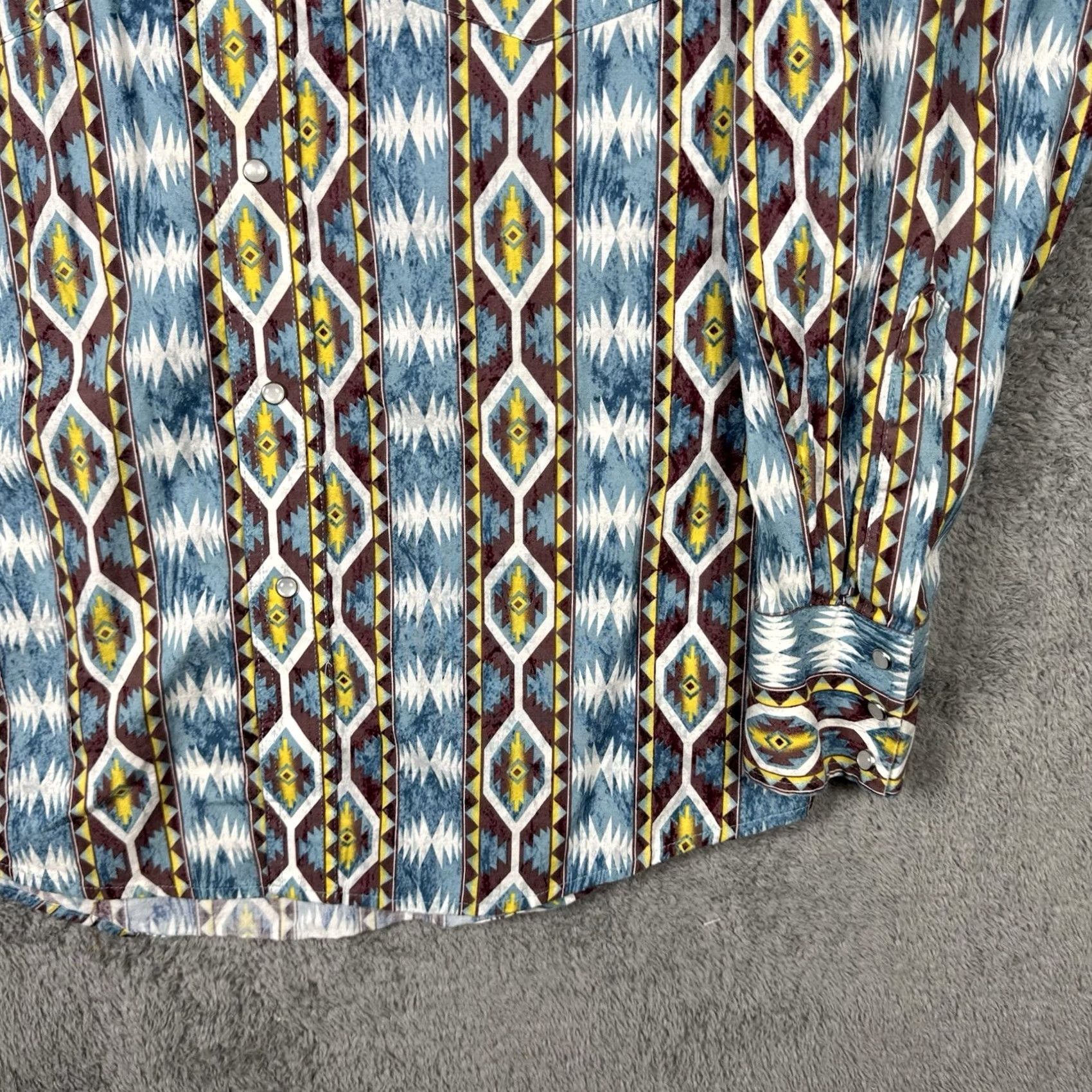 Wrangler VINTAGE Wrangler Brushpopper Shirt Men M Aztec Cowboy Western Pearl Snap 90s USA Size US M / EU 48-50 / 2 - 3 Thumbnail