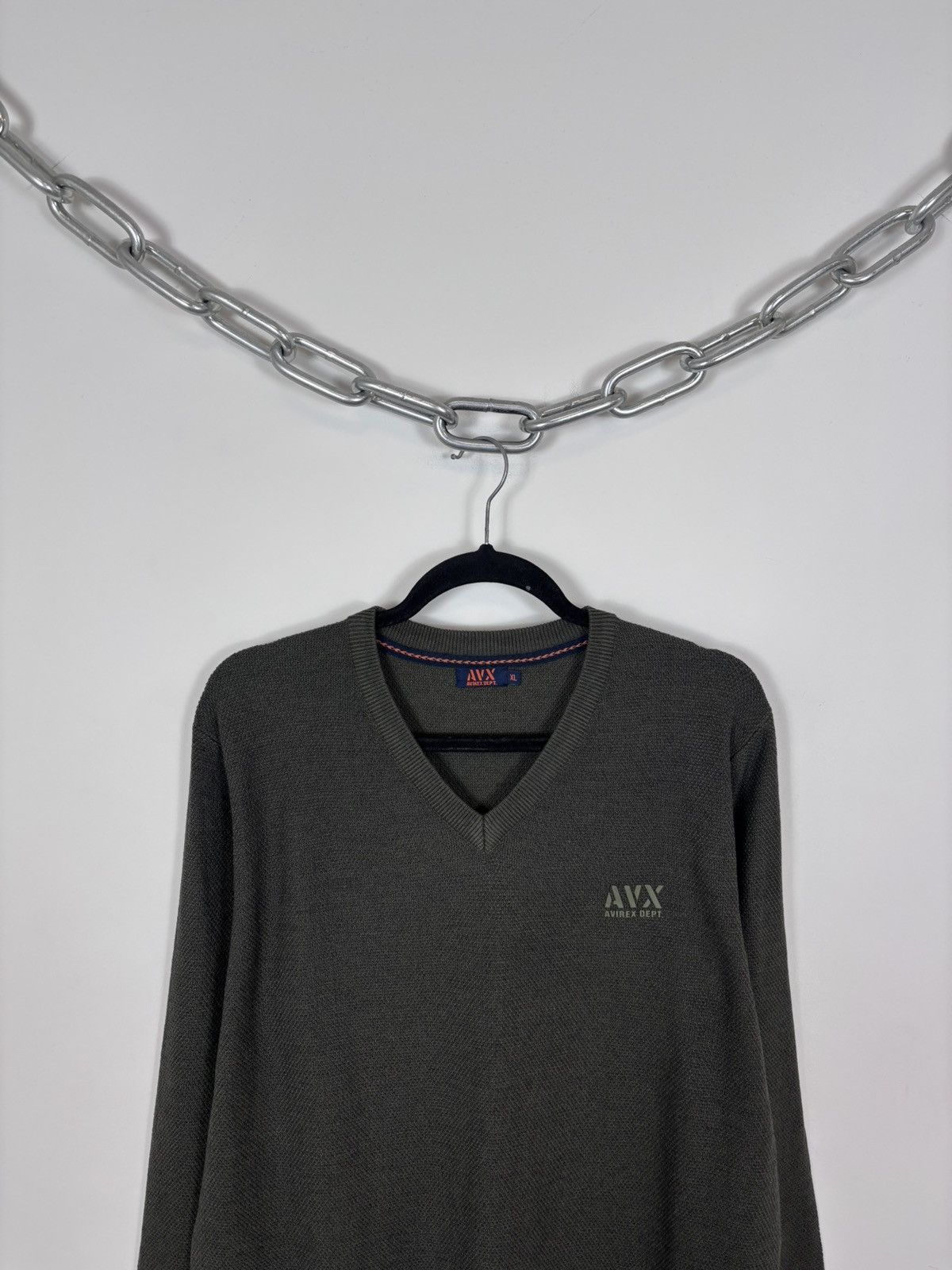 Avirex Avirex Men’s Khaki Green V-Neck Sweater Pullover Military Size US XL / EU 56 / 4 - 2 Thumbnail