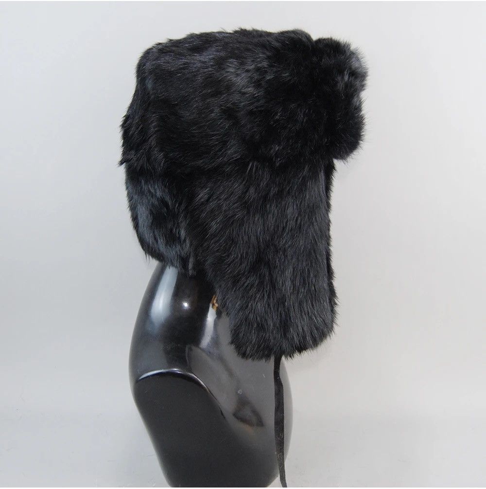 Other Warm Natural Rabbit Fur Bomber Hat With Earflaps Size ONE SIZE - 2 Thumbnail