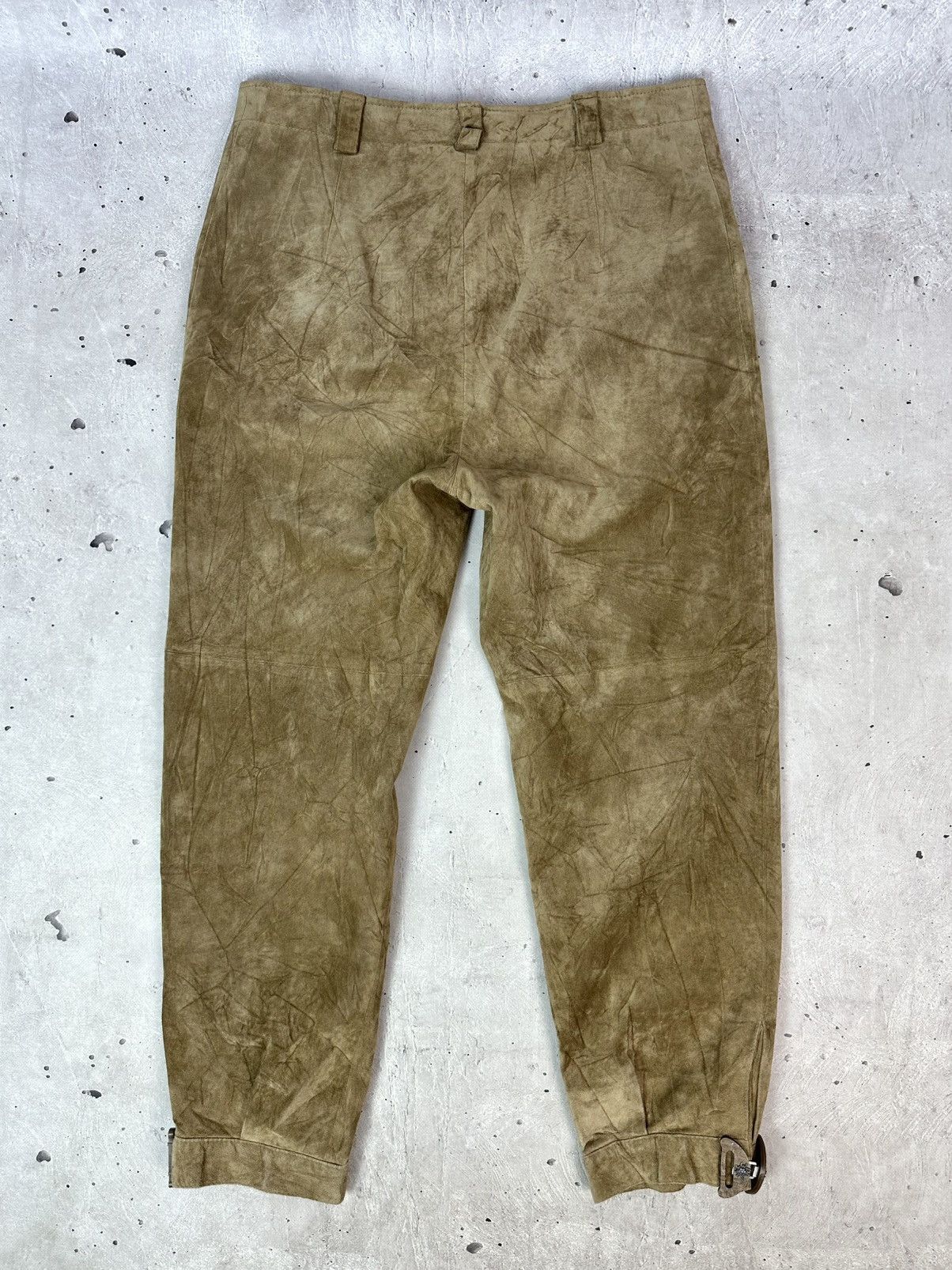 Leather Vintage Landhaus Suede Beige Wooden Parts Women’s Pants Size 36" / US 14 / IT 50 - 10 Thumbnail