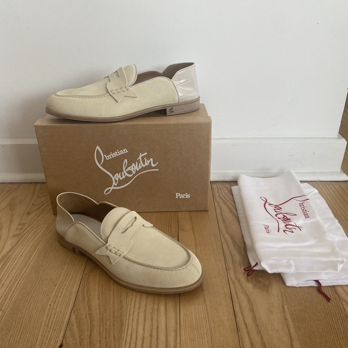 Christian Louboutin Christian Louboutin Penny Sand Tan Suede Croc Loafers Shoes Size US 12.5 / EU 45-46 - 1 Thumbnail