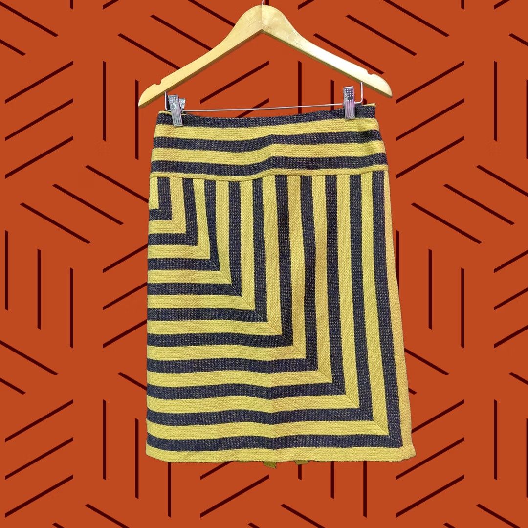 Vintage Eva Franco Skirt Womens 10 Yellow Made USA Striped Black Women Size Size 32" / US 10 / IT 46 - 1 Thumbnail