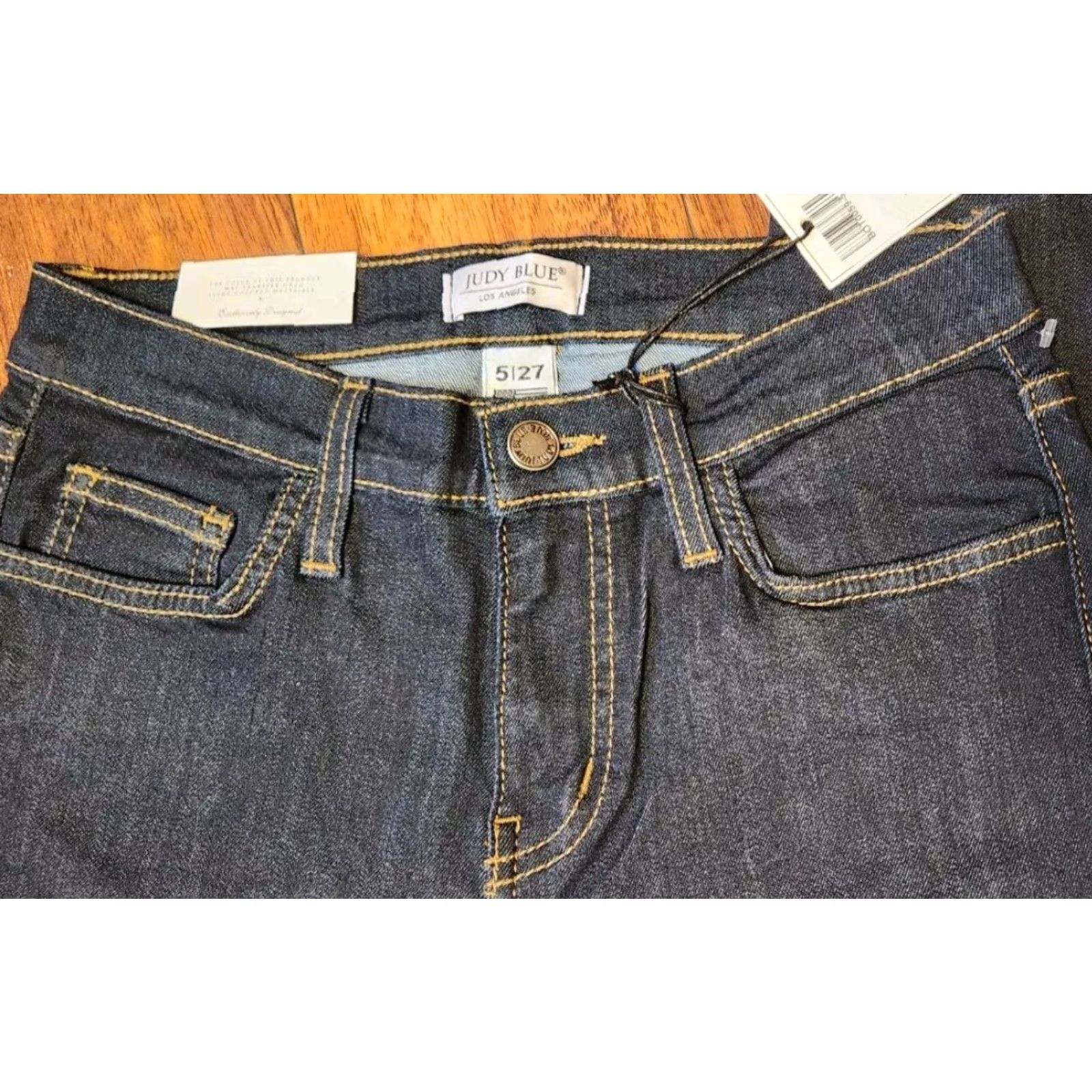 Denime JUDY BLUE Jeans Women 5/27 (27x30) Rayon Skinny Mid Rise Dark Blue Denim USA NWT Size 27" / US 4 / IT 40 - 6 Thumbnail