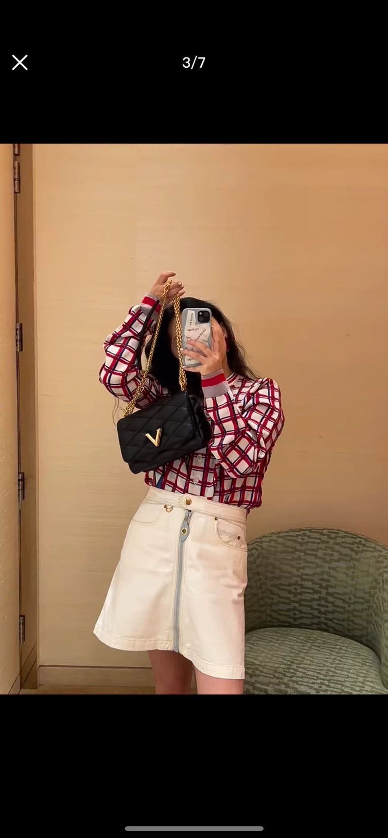 Louis Vuitton Louis Vuitton White denim skirt Size 35" - 8 Thumbnail