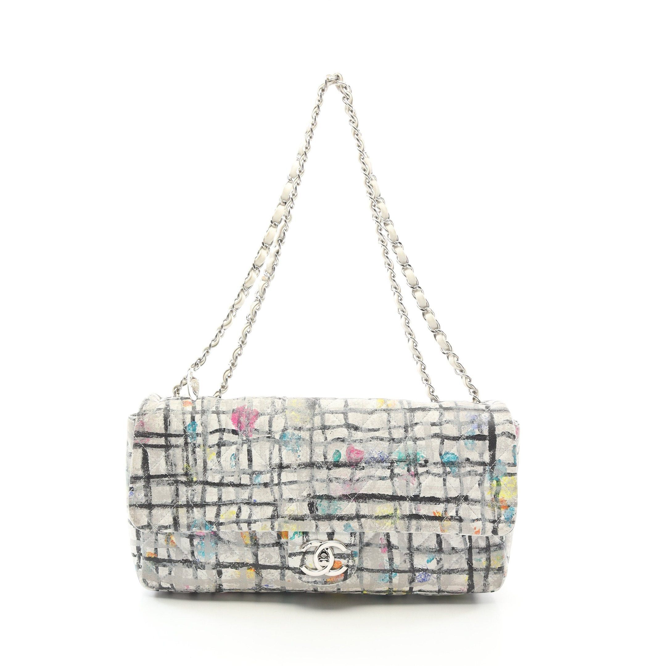 Chanel Chanel Coco Mark Paint Graffiti Chain Shoulder Bag Leather White Multicolor Silver Hardware Size ONE SIZE - 1 Thumbnail