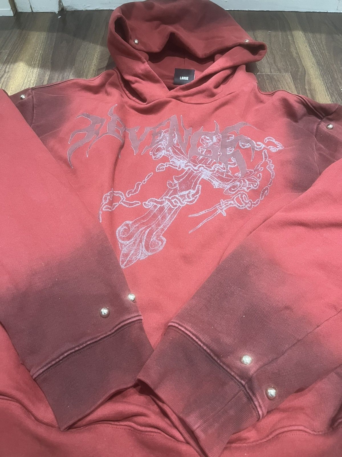 Revenge Revenge Cross Chain Studded Hoodie Size US L / EU 52-54 / 3 - 1 Thumbnail