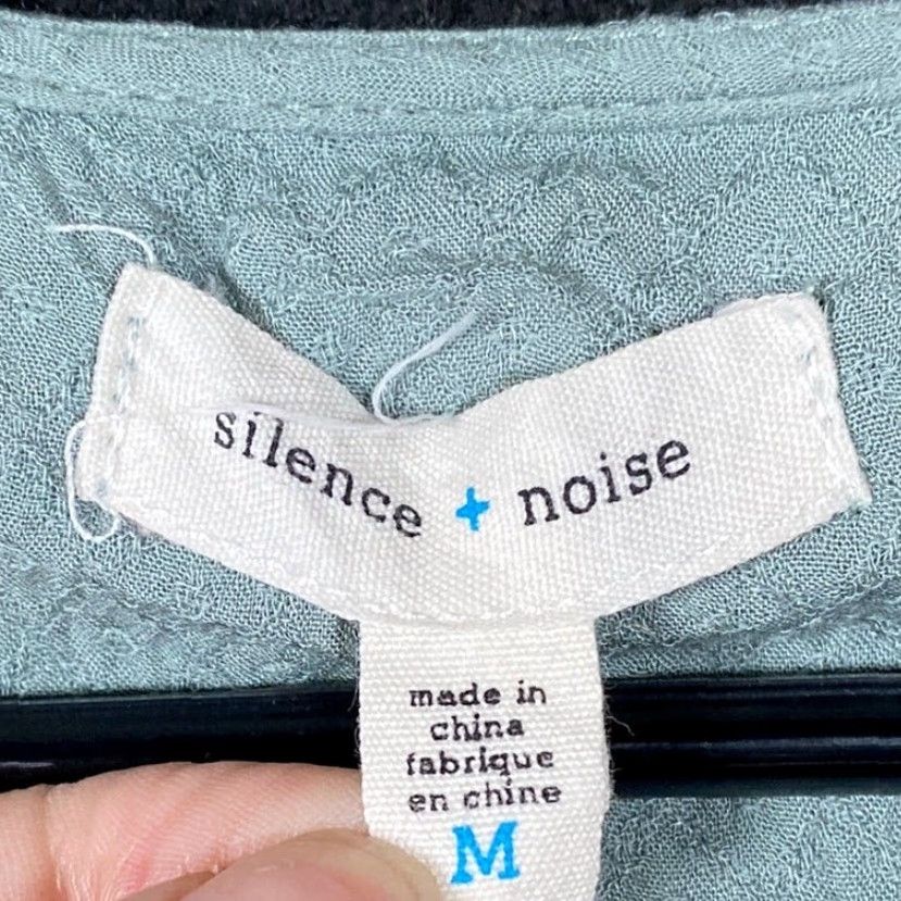 Vintage Silence + Noise Women Blouse Sage Green Criss Cross V Neck Long Sleeve Medium Size M / US 6-8 / IT 42-44 - 4 Thumbnail