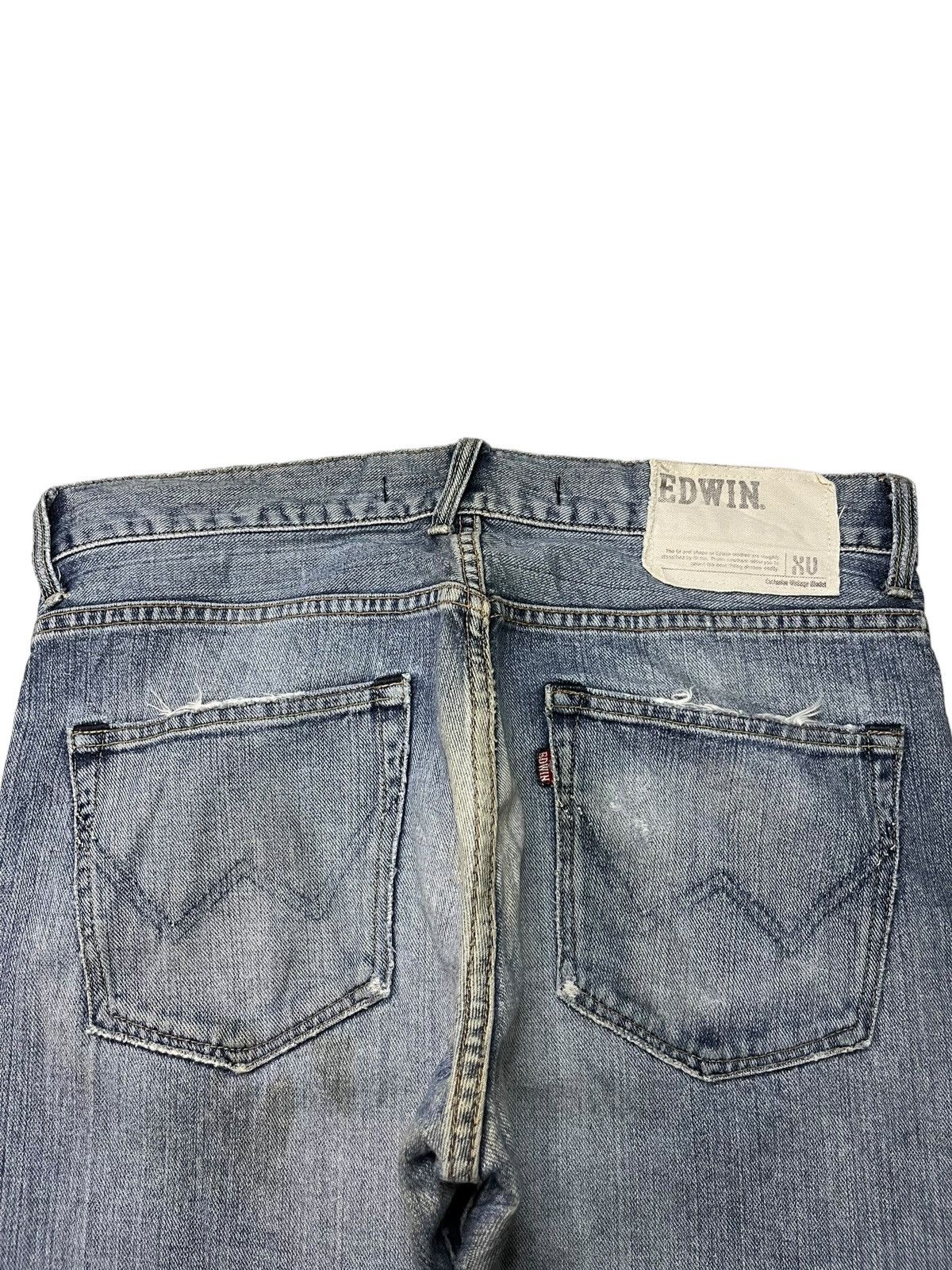 Edwin × Japanese Brand Exclusive Vintage Edwin Light Wash Distressed Loose Jeans Size US 33 - 8 Thumbnail