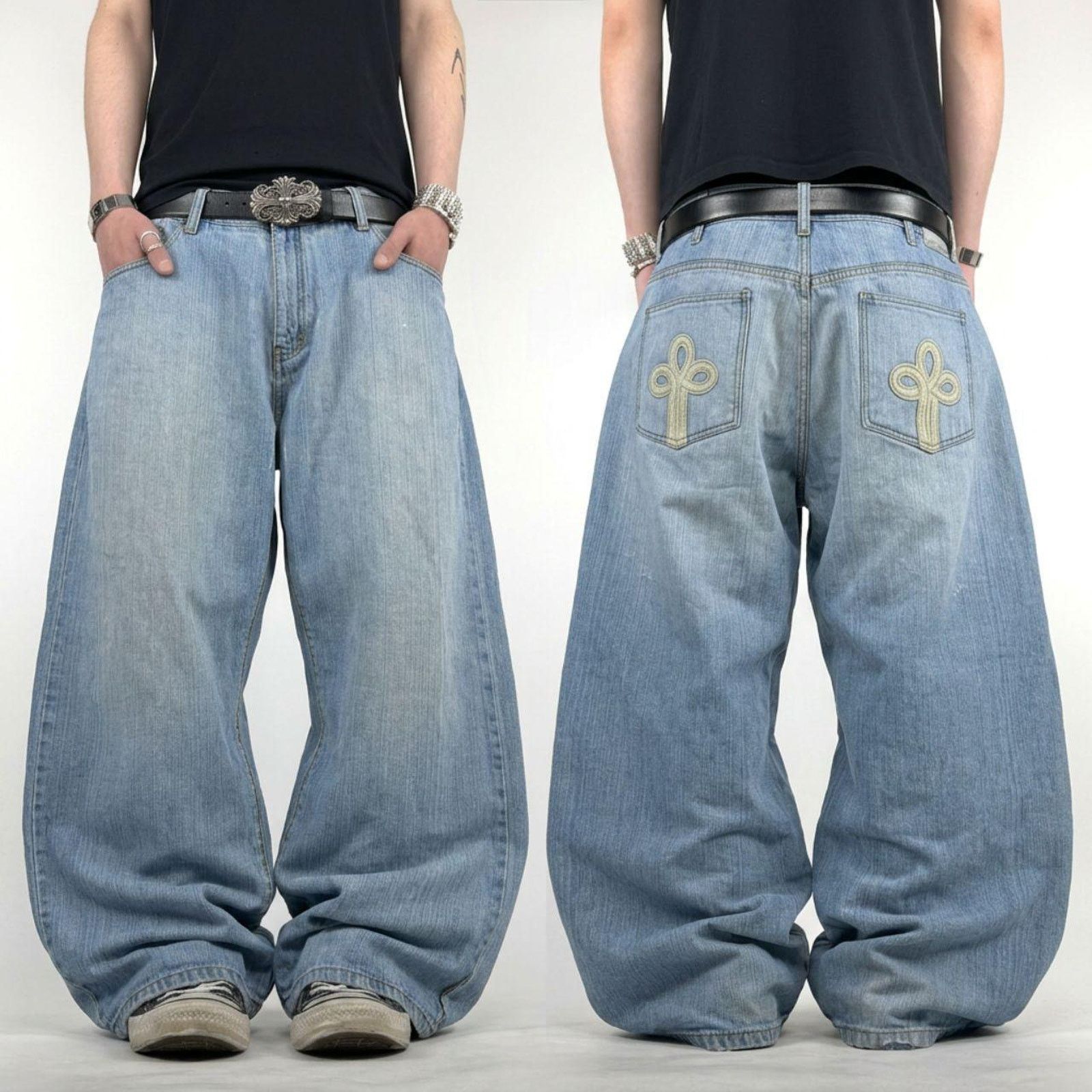 JNCO × Sean John × Vintage Vintage y2k grunge embroidered faded stonewash baggy jeans Size US 42 / EU 58 - 1 Thumbnail