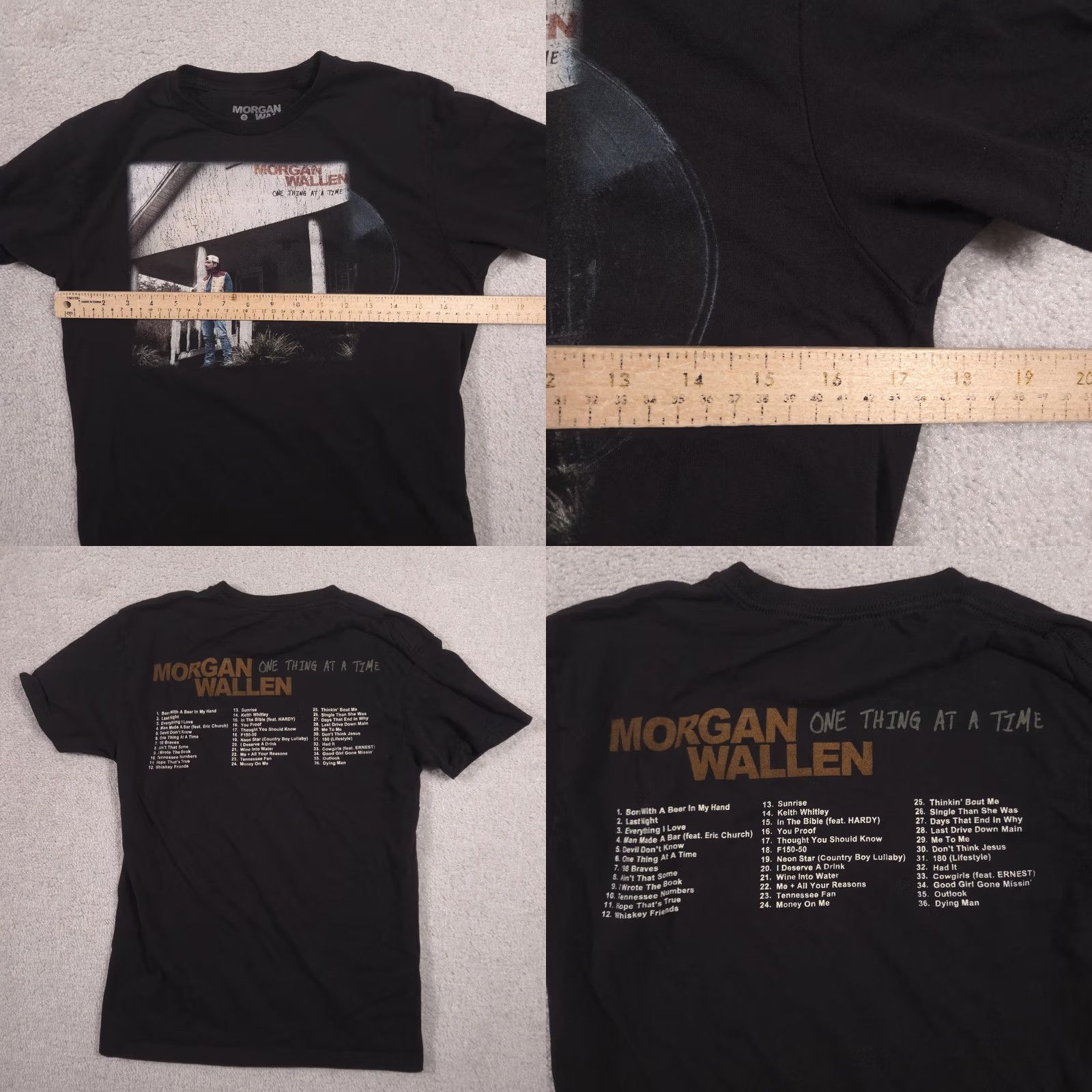 Vintage Morgan Wallen Shirt Adult S Black One Thing At A Time Graphic Tee Tagless Size US S / EU 44-46 / 1 - 8 Thumbnail