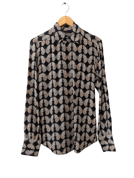 Gucci SS 05 butterfly pattern silk shirt size 37 ( 14 1/2)