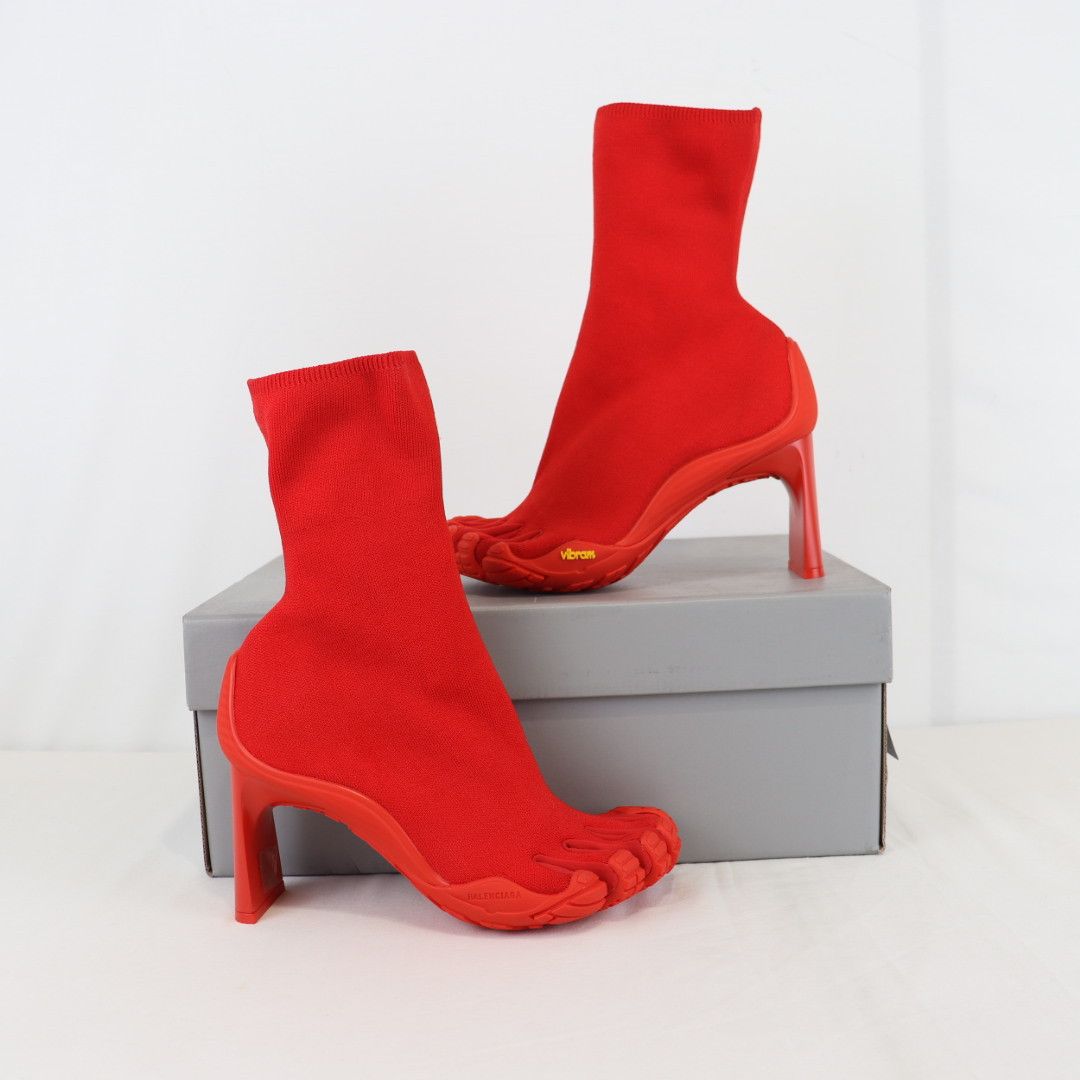 o1rshd1 Five Toe Monocolor Heeled Toe Boots in Red