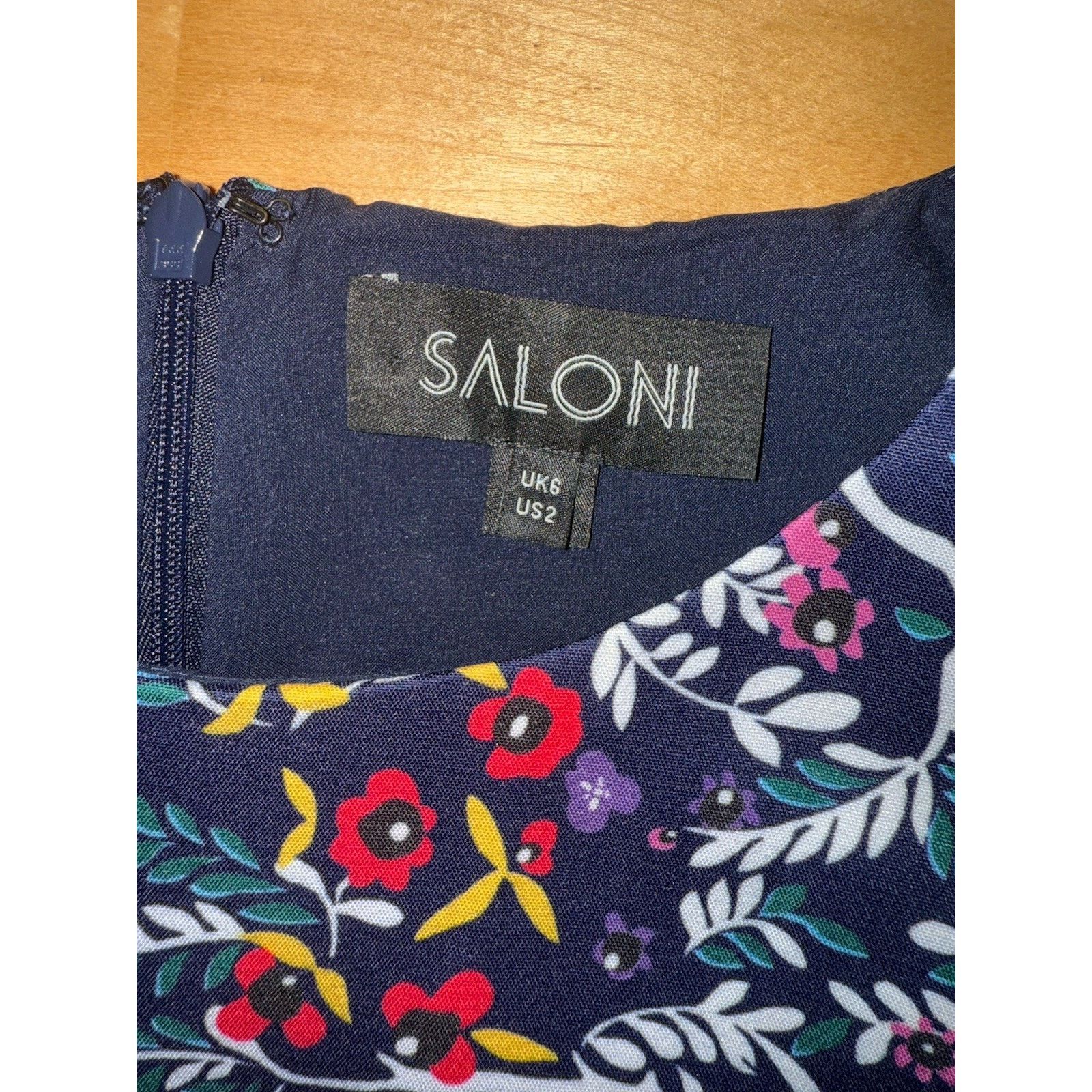 Other Saloni Celia B Lined Dark Blue Floral Polyester Mini 2 Size XS / US 0-2 / IT 36-38 - 4 Thumbnail