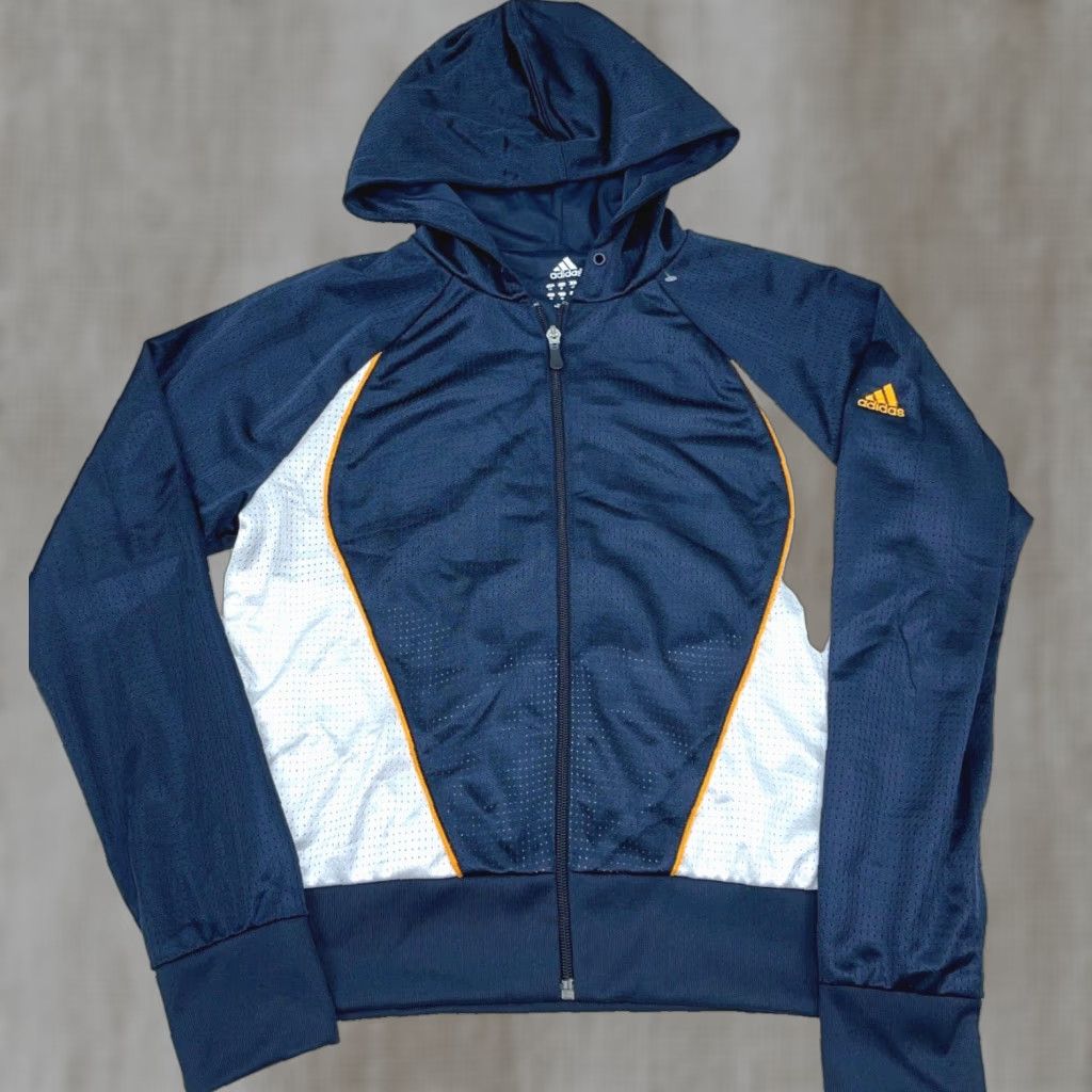 Adidas Adidas Hoodie Women M Blue White Full Zip Hooded Sweatshirt Activewear Casual Travel Jackets Sport Logo Modern Size M / US 6-8 / IT 42-44 - 1 Thumbnail