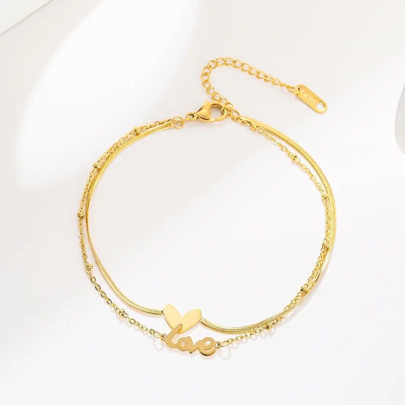 Other 14K Gold Plated Adjustable Layered Love Heart Anklet Size ONE SIZE - 6 Thumbnail