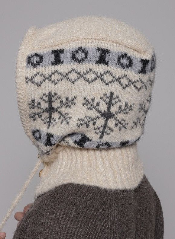 Japanese Brand Outdoor retro vintage y2k snowflake knit hooded cowl scarf Size ONE SIZE - 2 Thumbnail