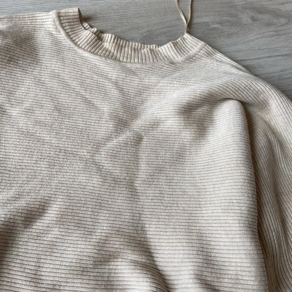 Designer Chic Cream Ribbed Crop Sweater Size S / US 4 / IT 40 - 3 Thumbnail