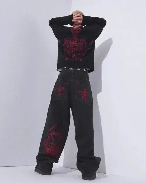 Other Retro y2k skeleton print black jeans Size 30" / US 8 / IT 44 - 3 Thumbnail