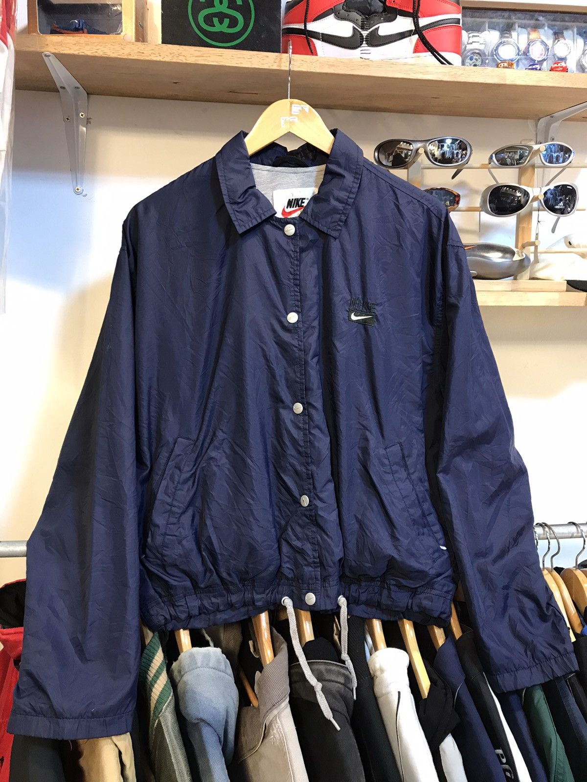 Nike × Vintage Vintage Nike Spell Out Buttons Up Windbreaker Jacket Size US M / EU 48-50 / 2 - 1 Thumbnail