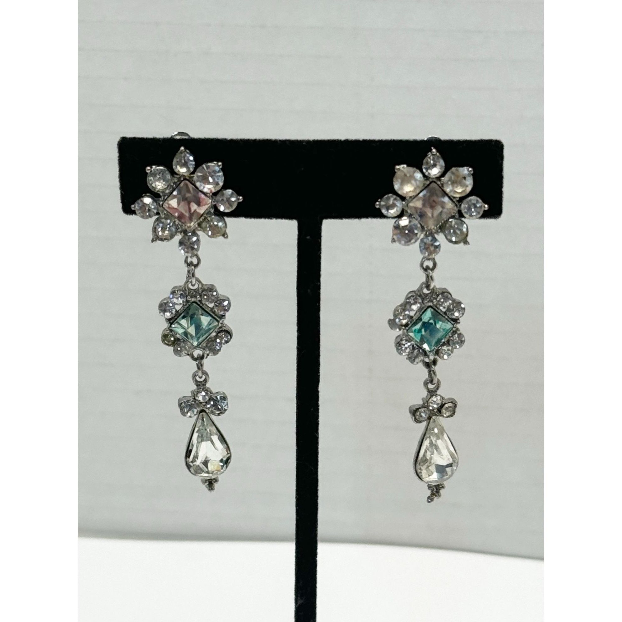 Vintage Vintage rhinestone drop dangle earrings Size ONE SIZE - 1 Thumbnail