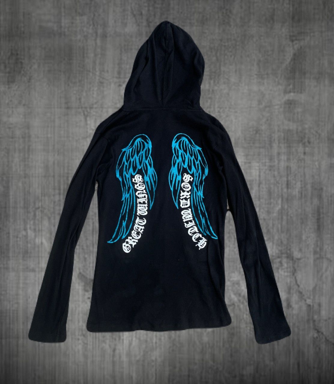 2000s Japanese archive Glitter Poem Wing Stretched Hoodie