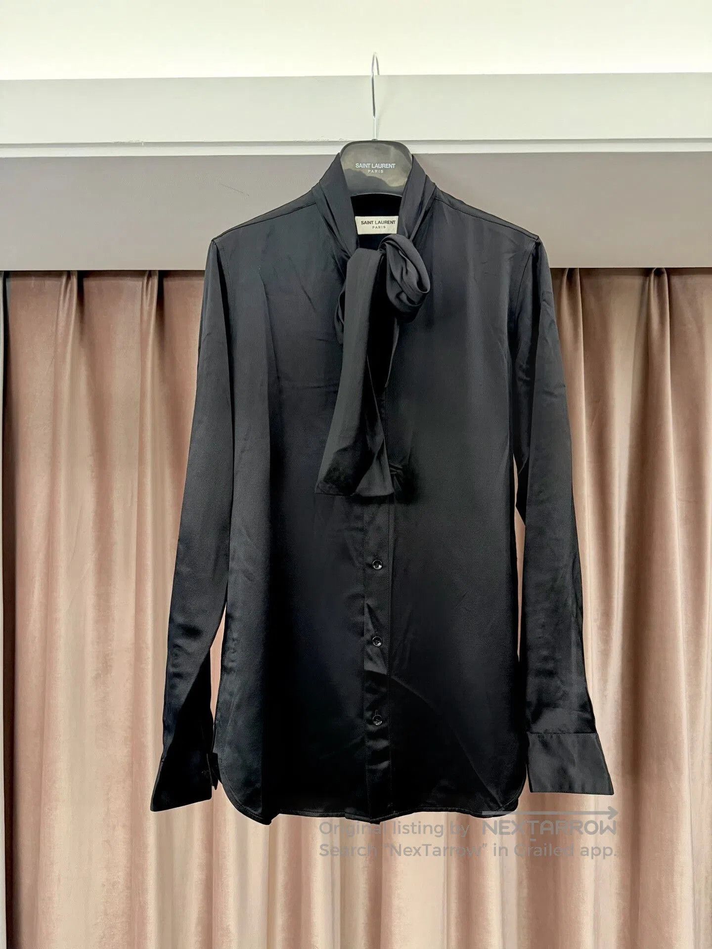 Saint Laurent Paris Saint Laurent Silk Bow Tie Shirt. Size US M / EU 48-50 / 2 - 2 Thumbnail