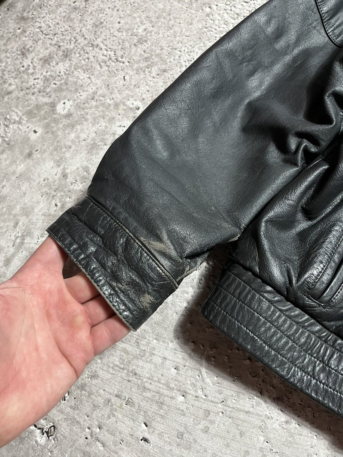 Genuine Leather × Vintage Vintage Black Leather Jacket Oversized 90s Biker Style Size US L / EU 52-54 / 3 - 8 Thumbnail