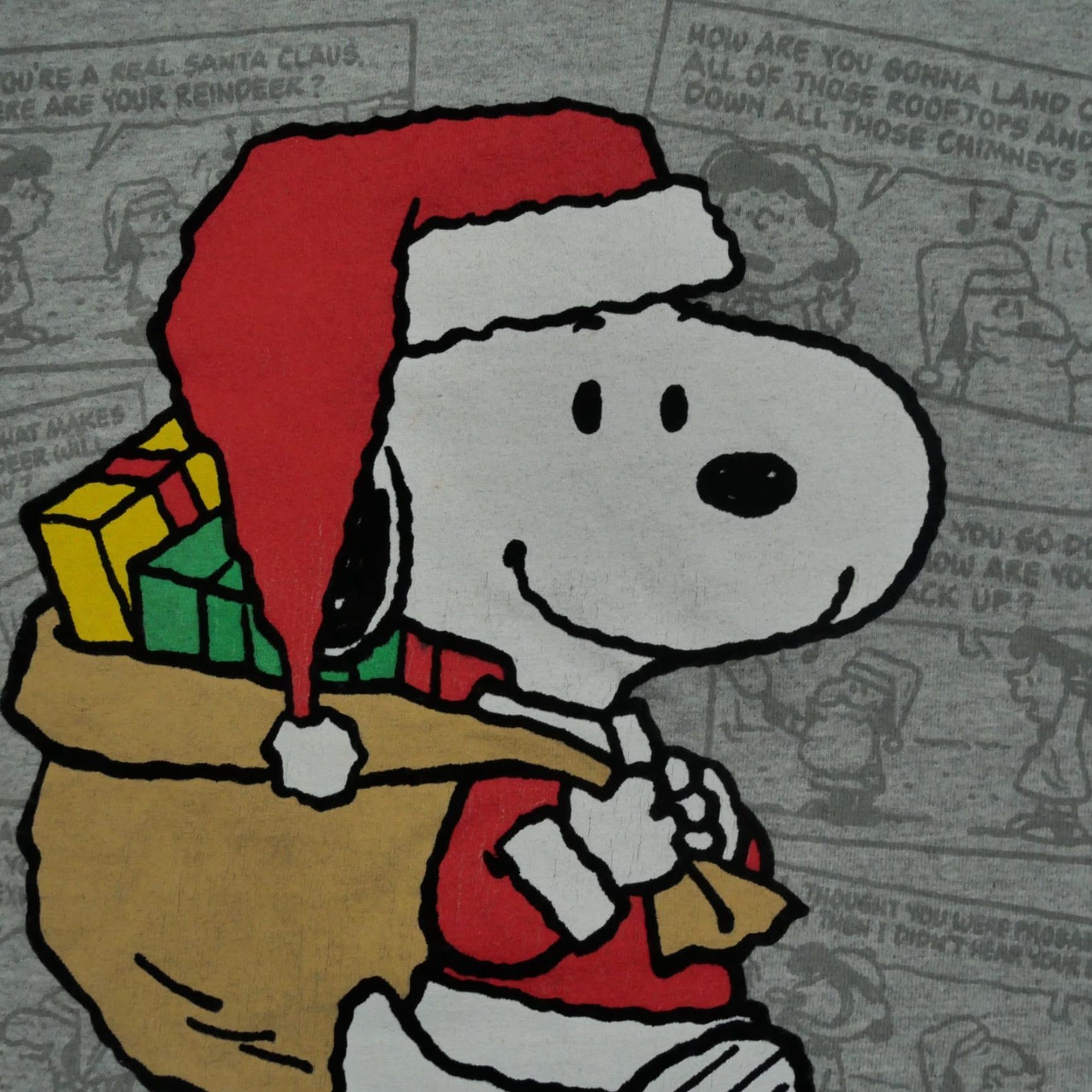 Peanuts Vintage Peanuts Snoopy T-Shirt Mens XL Gray Santa Christmas 90s Art Theme Mens Size US XL / EU 56 / 4 - 3 Thumbnail