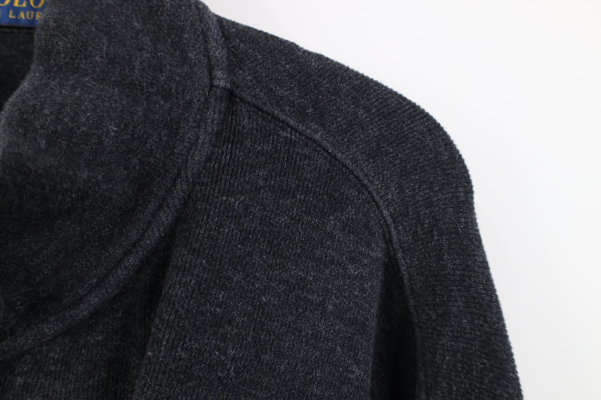 Polo Ralph Lauren Vintage Ralph Lauren Ribbed Knit 1/4 Zip Sweater Dark Gray Size US XXL / EU 58 / 5 - 5 Thumbnail