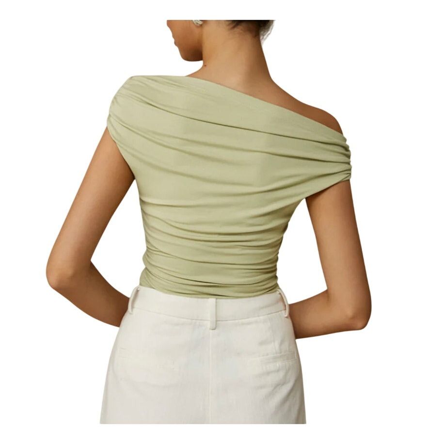 Other Commense Yellow Asymmetrical Neck Sleeveless Ribbed T-Shirt Size L / US 10 / IT 46 - 3 Thumbnail