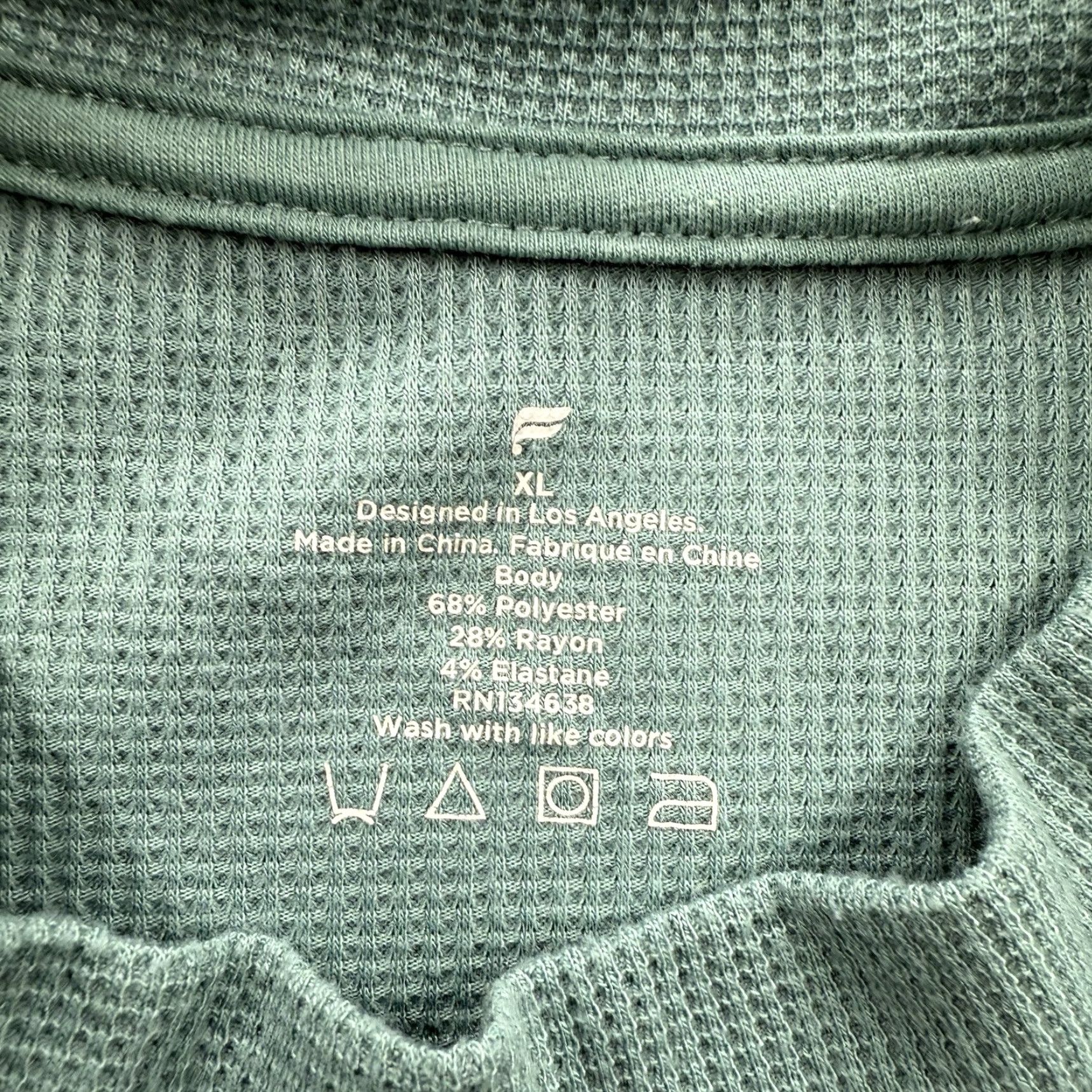 Fabletics Fabletics Waffle Thermal Shirt Men XL Athletic Logo Green Polyester Outdoors Activewear T-Shirt Size US XL / EU 56 / 4 - 3 Thumbnail