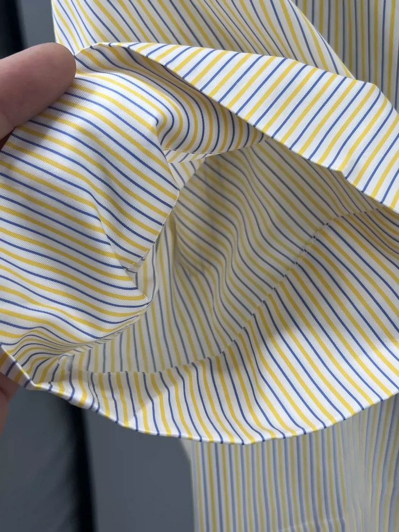 Loewe LOEWE Yellow cotton striped embroidered collar short sleev Size XXS / US 00 / IT 34 - 4 Thumbnail
