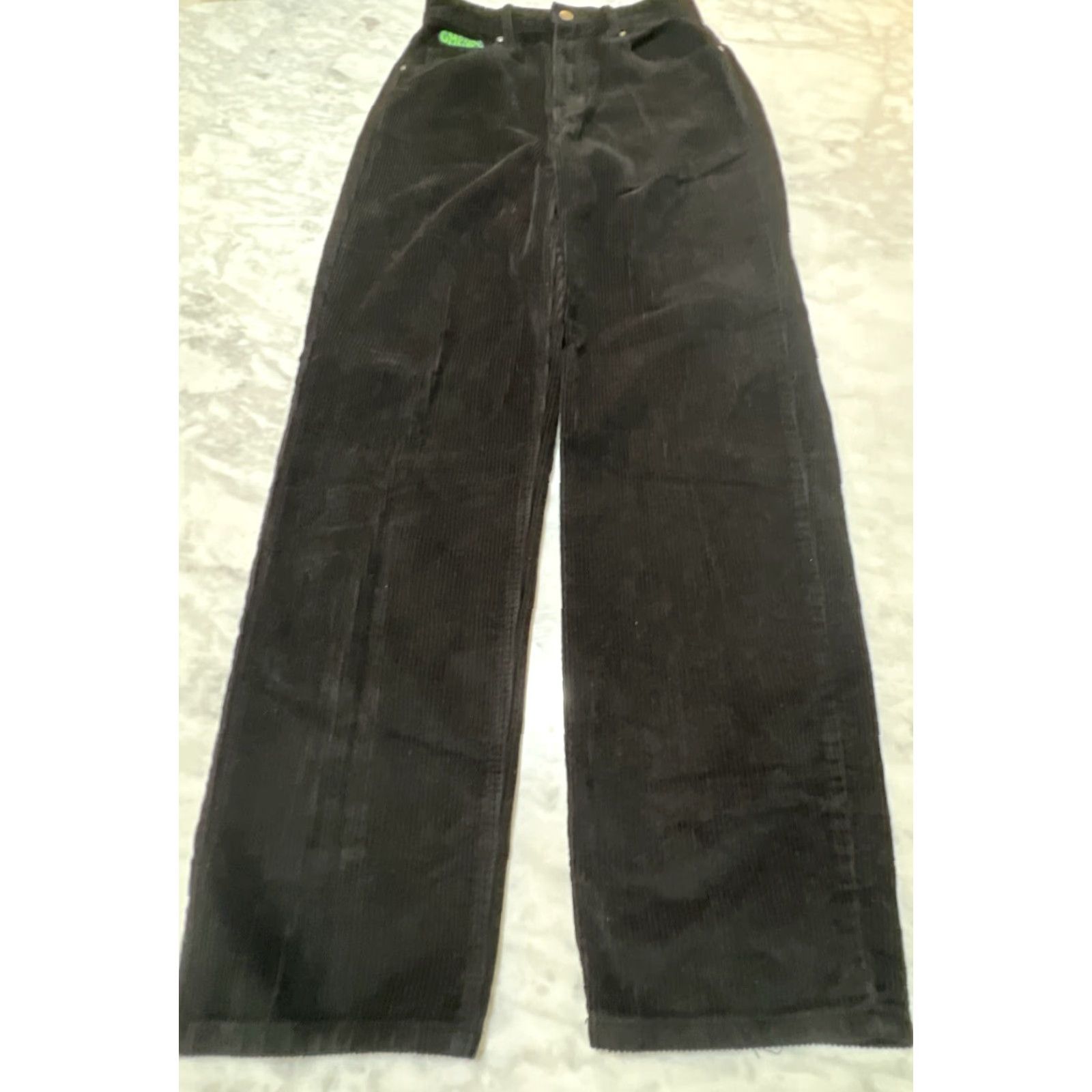 Empyre Empyre Women's Corduroy Pants TORI Black Cotton Size 2 Pockets Wide Rise Straight Inseam 30 Size 26" / US 2 / IT 38 - 3 Thumbnail