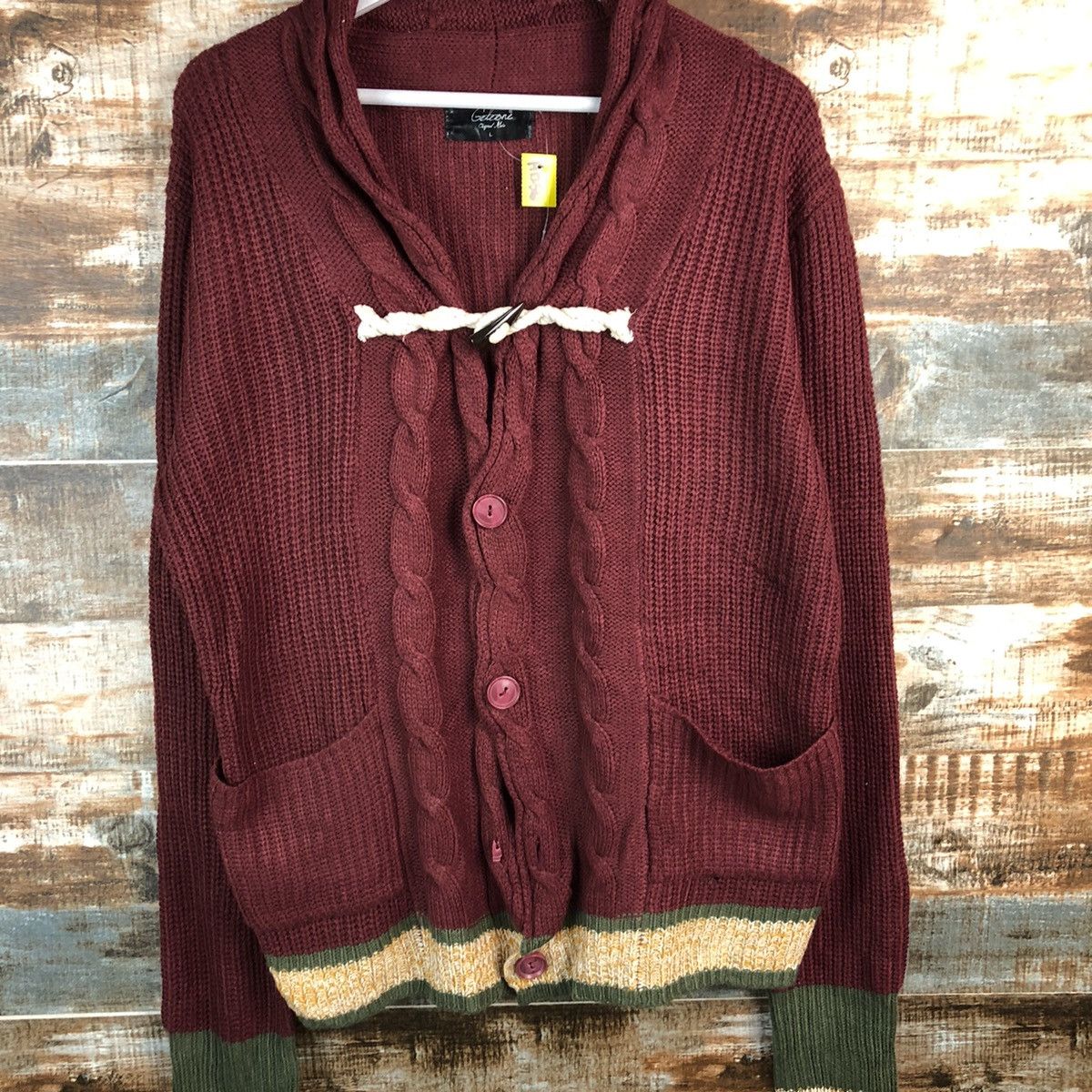 Japanese Brand Geleone original made Maroon Cardigan Knitwear #A1256 Size US L / EU 52-54 / 3 - 3 Thumbnail