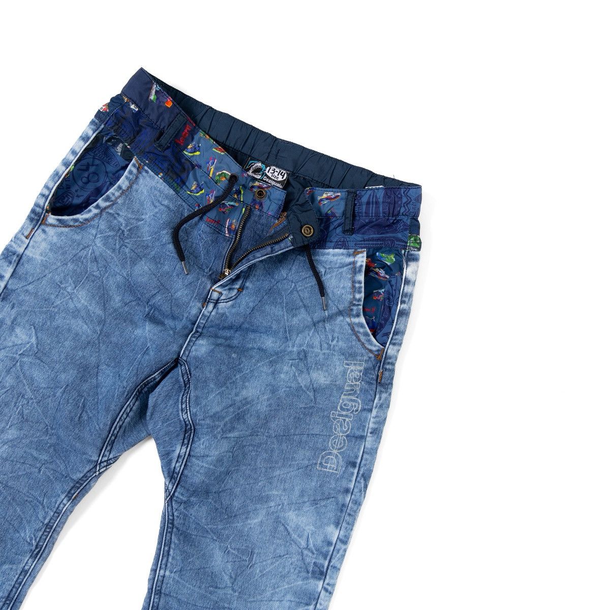 Desigual Desigual Girls Blue Denim Jogger Pants Elastic Waist Printed Size 27" / US 4 / IT 40 - 3 Thumbnail