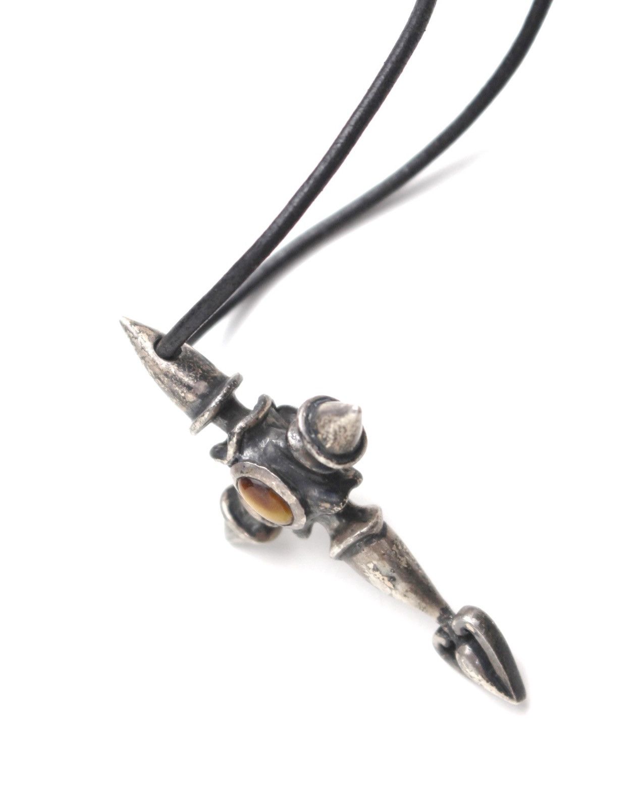 Vintage 2000S JAPANESE HANDMADE SILVER CROSS NECKLACE TIGER’S EYE Size ONE SIZE - 3 Thumbnail