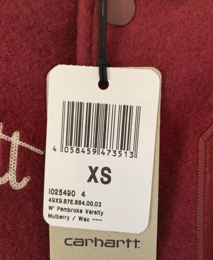 Carhartt Wip Varsity Jacket Carhartt Wip W Pembroke size XS Bordeaux new Size XS / US 0-2 / IT 36-38 - 3 Thumbnail
