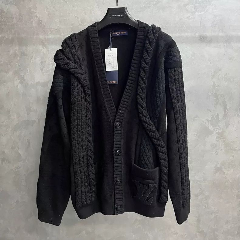 Louis Vuitton Louis Vuitton Black V-Neck Knit Sweater- DMC Size US L / EU 52-54 / 3 - 1 Thumbnail