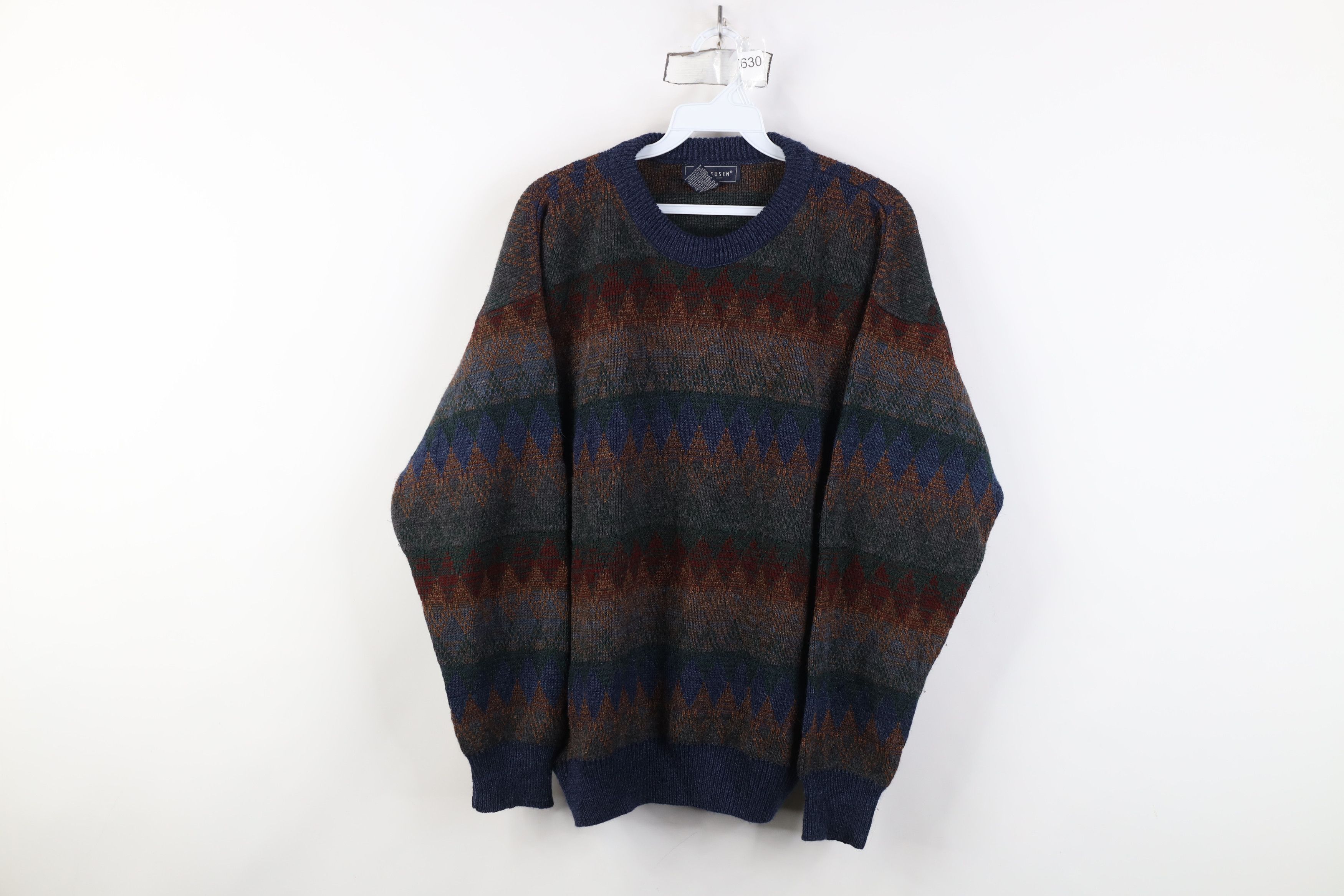 Vintage Vintage 90s Coogi Style Rainbow Diamond Knit Sweater Size US M / EU 48-50 / 2 - 1 Thumbnail