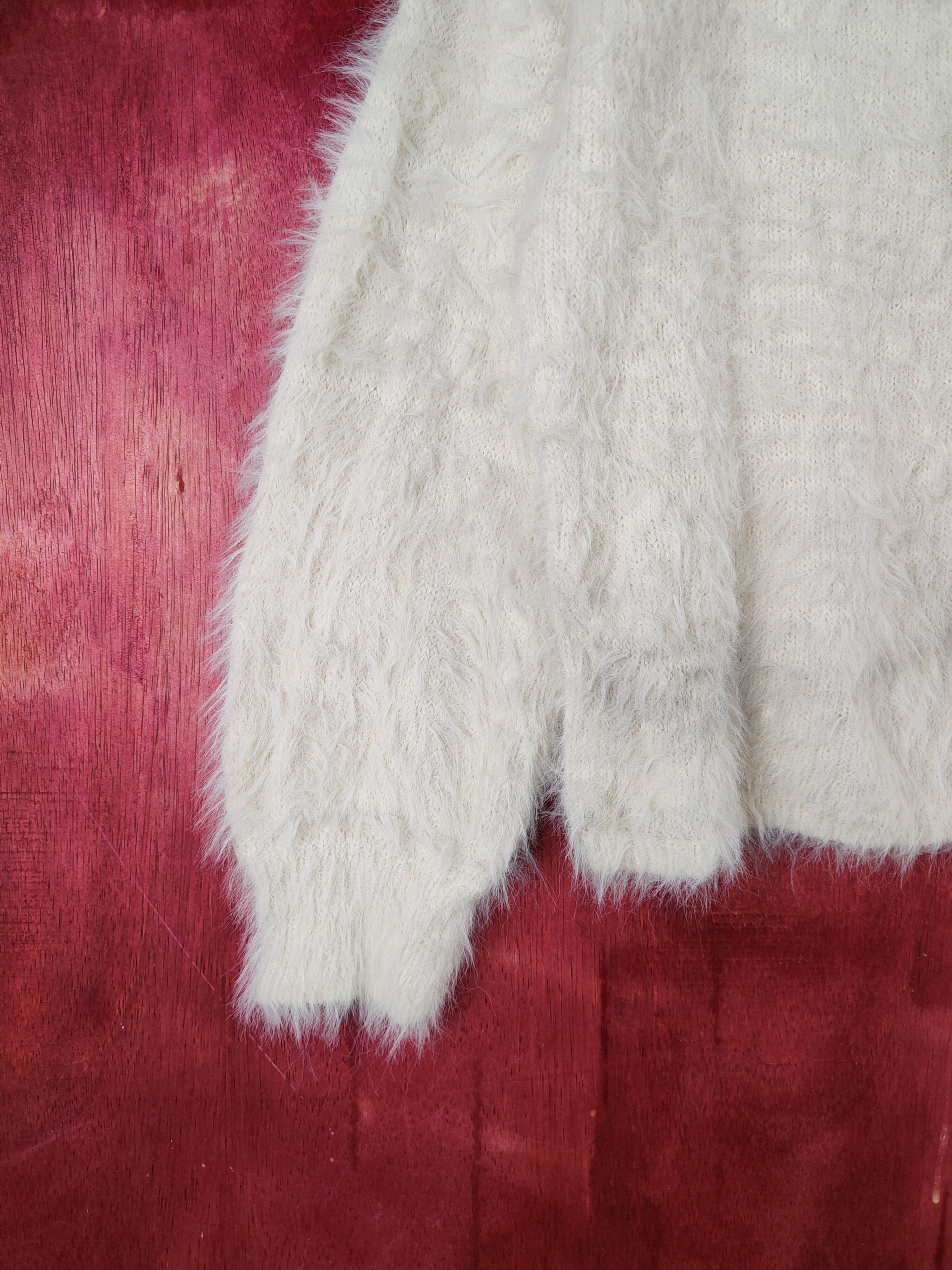 Japanese Brand Glacier Cream Shag Shaggy Fur Mohair Knitwear #S1988 Size S / US 4 / IT 40 - 4 Thumbnail