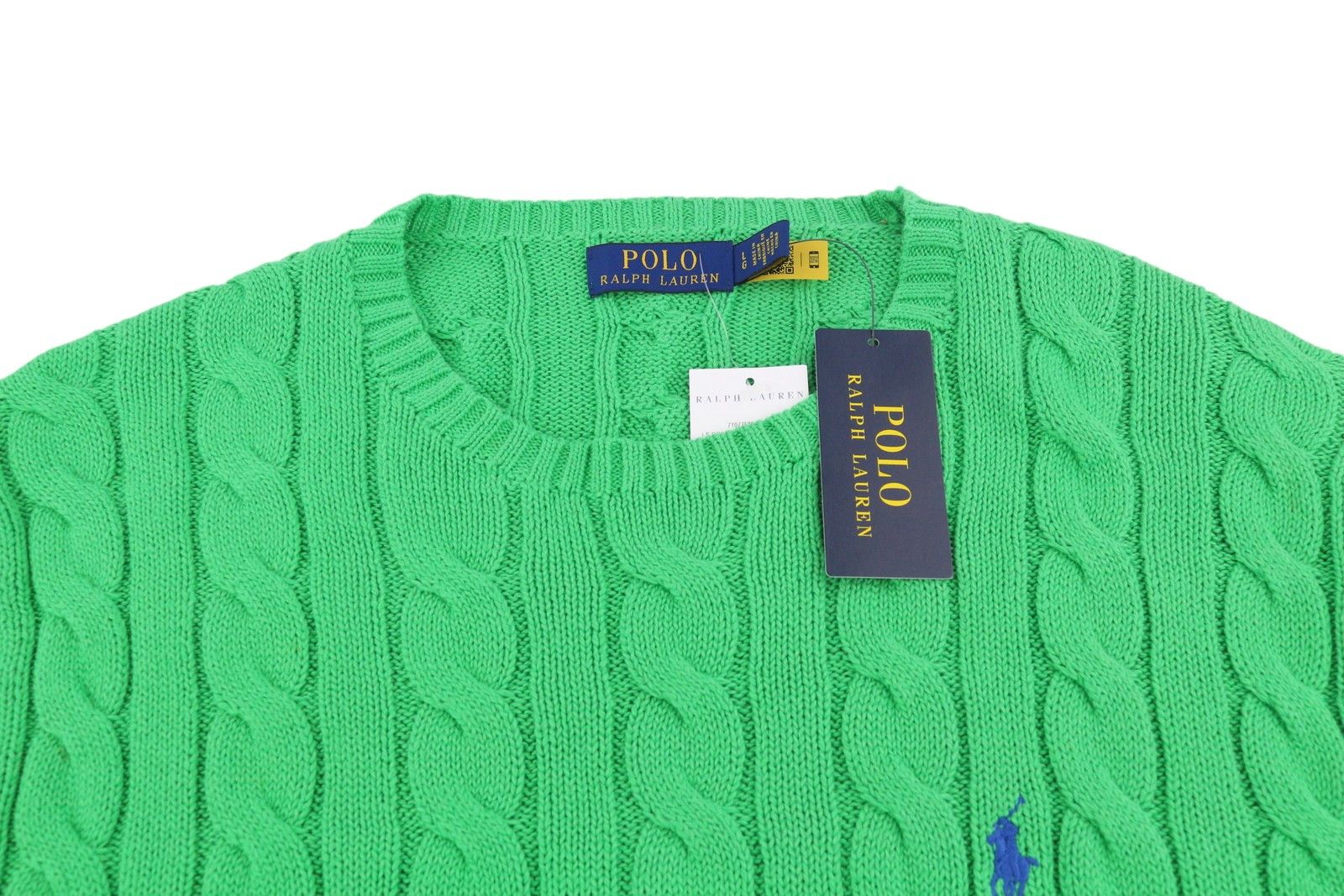 Polo Ralph Lauren L Green Pullover Cable Knit Round Neck Jumper 84630 Size US L / EU 52-54 / 3 - 4 Thumbnail