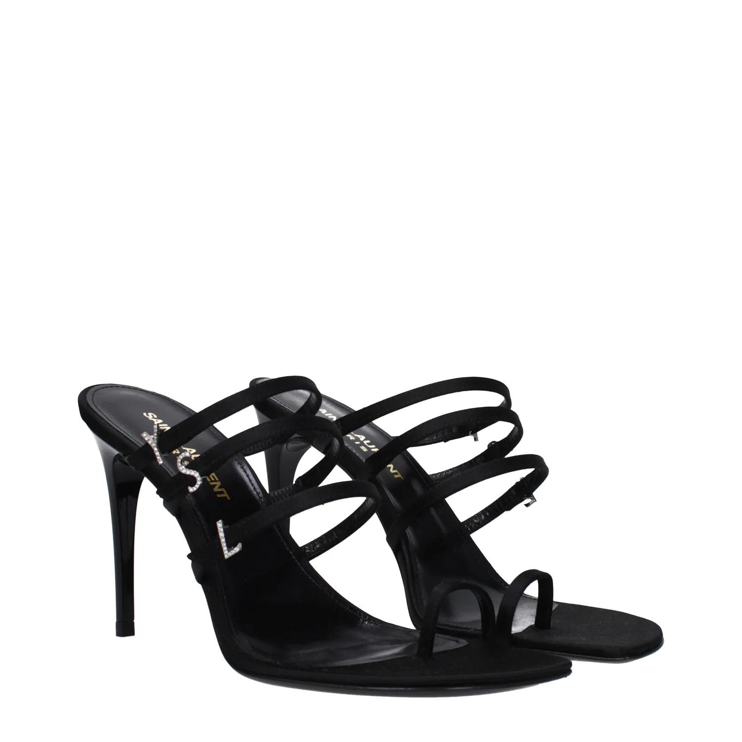 Saint Laurent Paris ob1o1e1124 Satin Sandals in Black Size US 8 / IT 38 - 2 Thumbnail