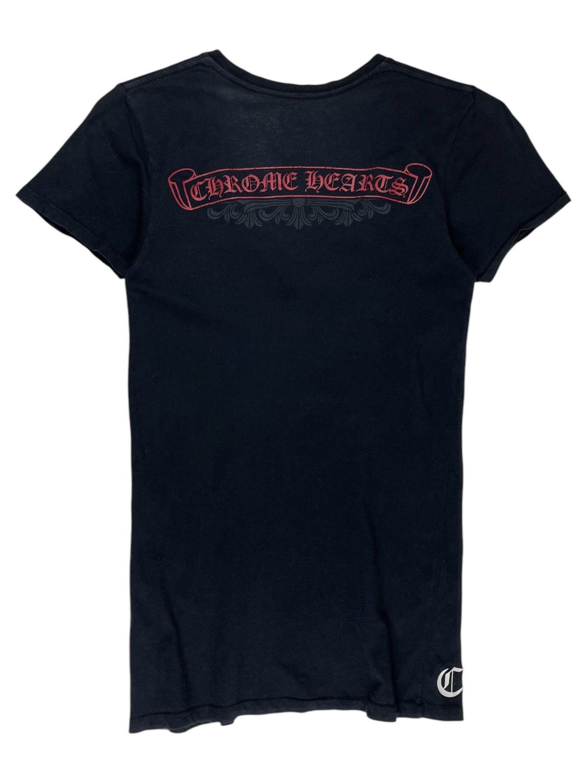 トップス Chrome Hearts Scroll Label Vneck T-shirt Chrome Hearts Scroll Label Black Short Sleeve T-Shirt Tee