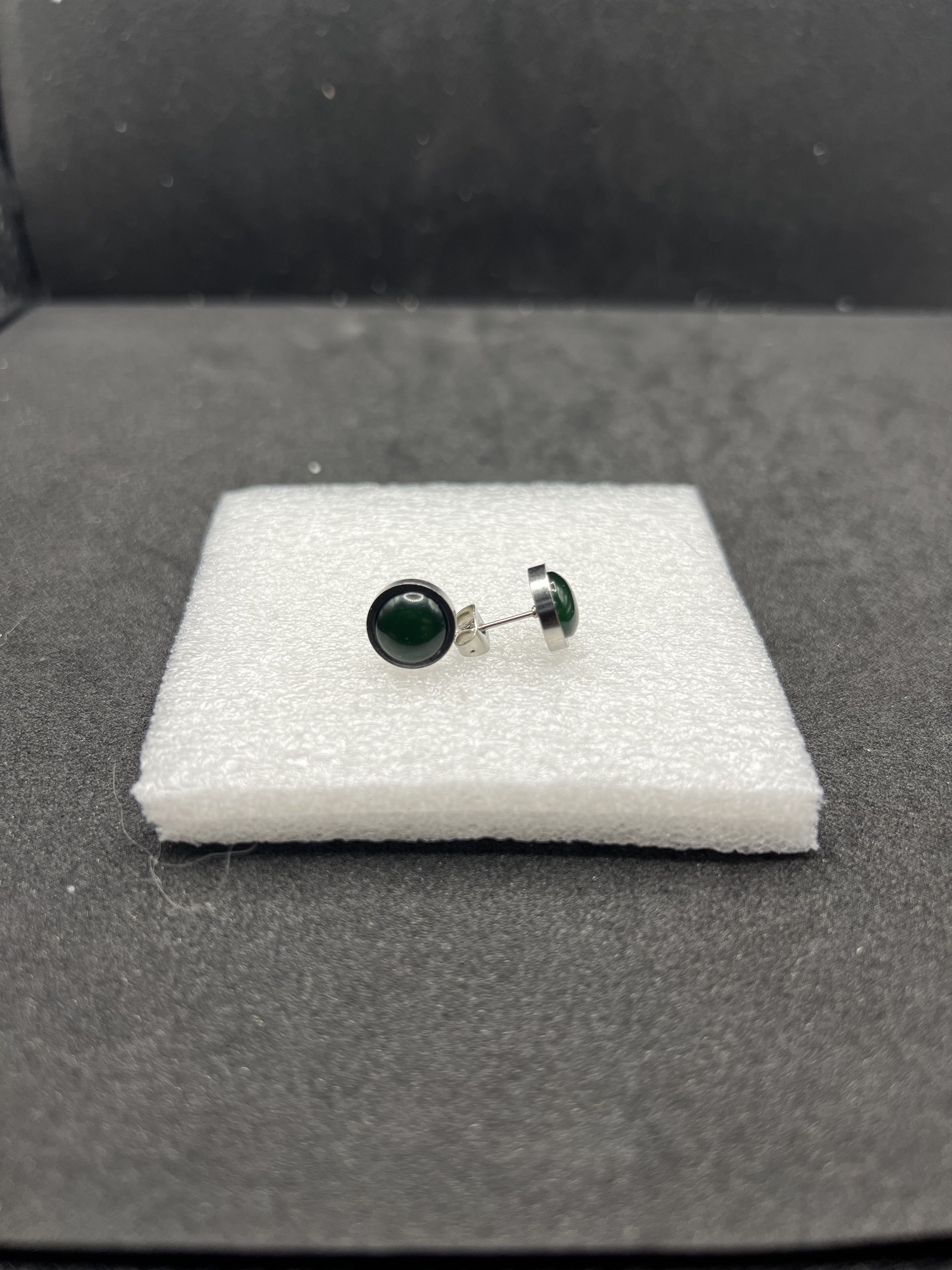 Handmade Green Crystal Stainless Steel Stud Earrings Size ONE SIZE - 1 Thumbnail
